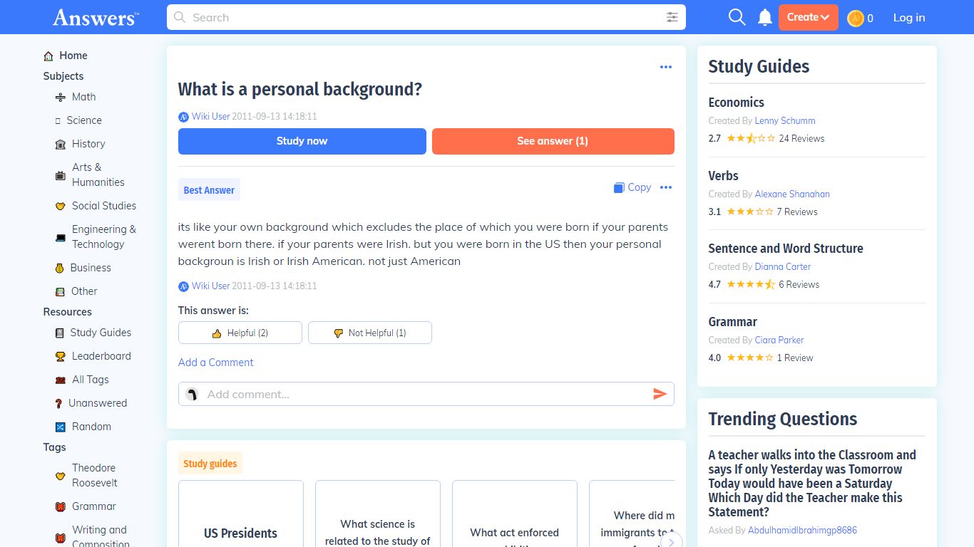 What is a personal background? - Answers